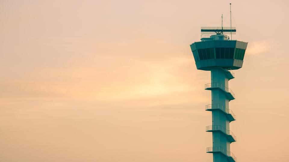 Airport observation control tower.