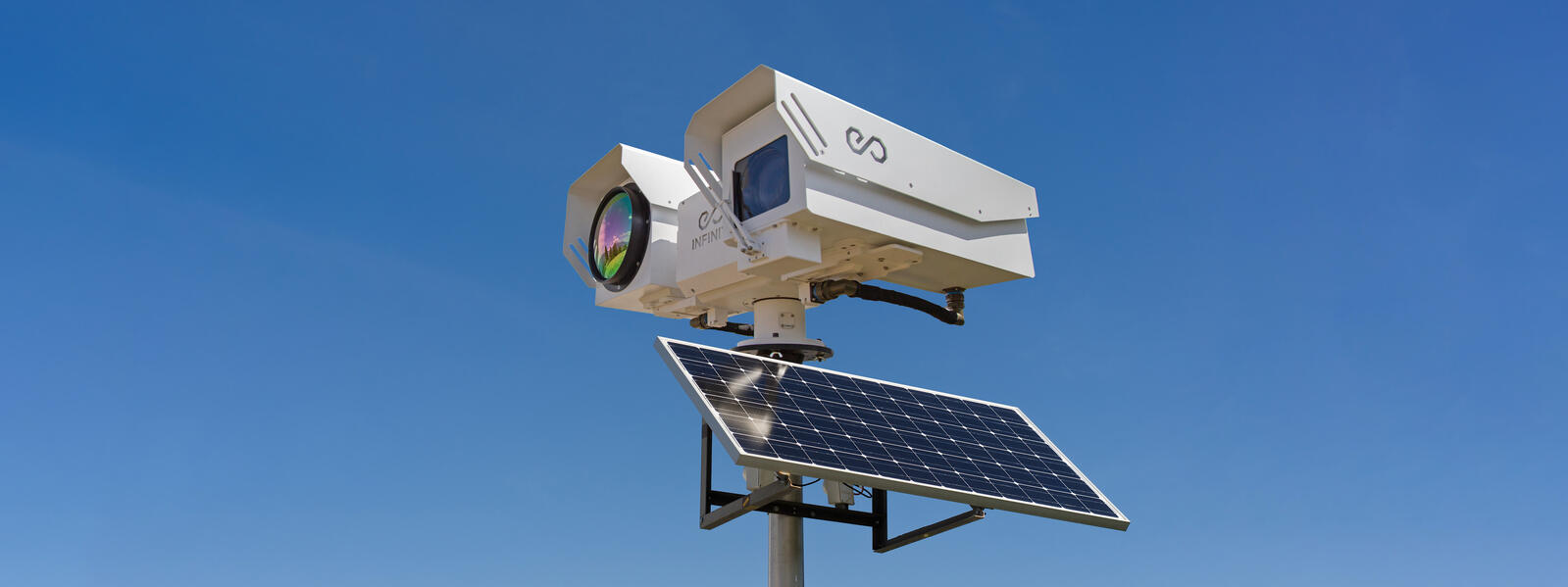 Vega PTZ camera system with solar panel